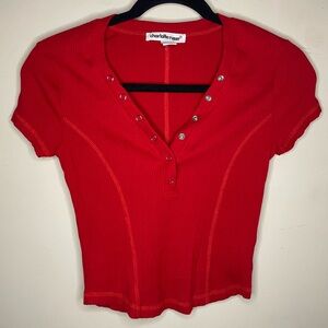 Charlotte Russe Scarlet Buttoned Crop Top